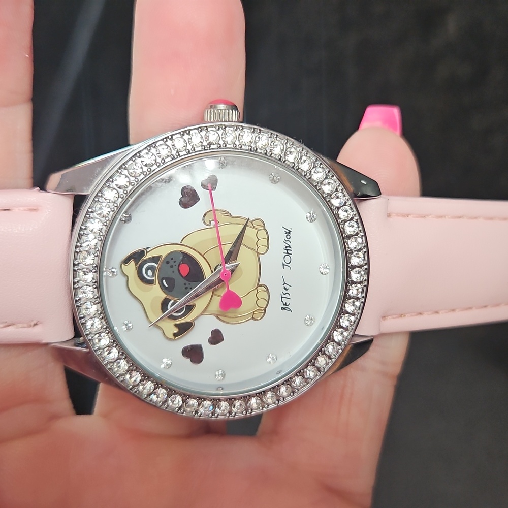 Betsey Johnson Gold and Blue Pug Watch
